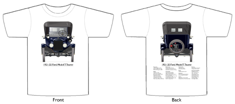 Ford Model T Tourer 1921-25 T-shirt Front & Back